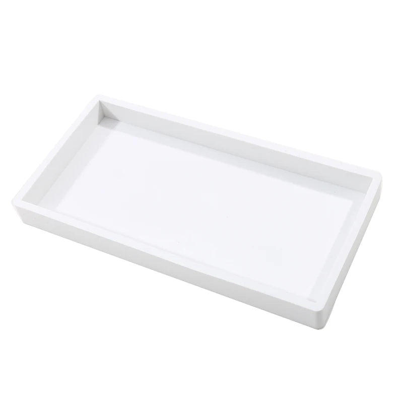 Bathroom Counter Storage Tray Silicone Bathroom Vanity Tray Shatterproof Durable Rectangle Bathroom Tray Soap Dispenser Tray