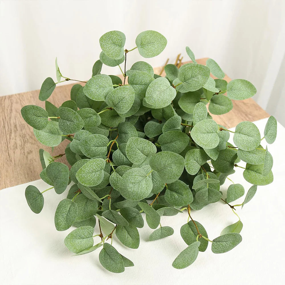 1pc Artificial Eucalyptus Stems Fake Plants 60cm Tall Fake Silver Dollar Leaves Greenery Plant Branches for Home Wedding Decor