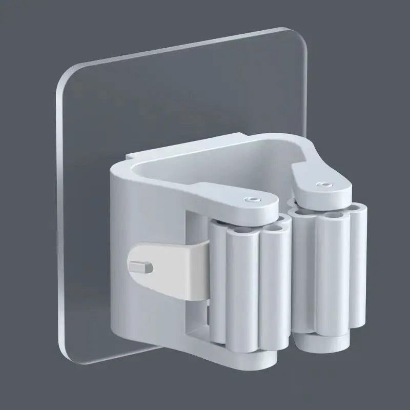 Bathroom Storage Rack Mop Holder Wall Mounted Mop Organizer Broom Hanger Mop Clip Wall Hanging Mop Rack Self Adhesive Hooks