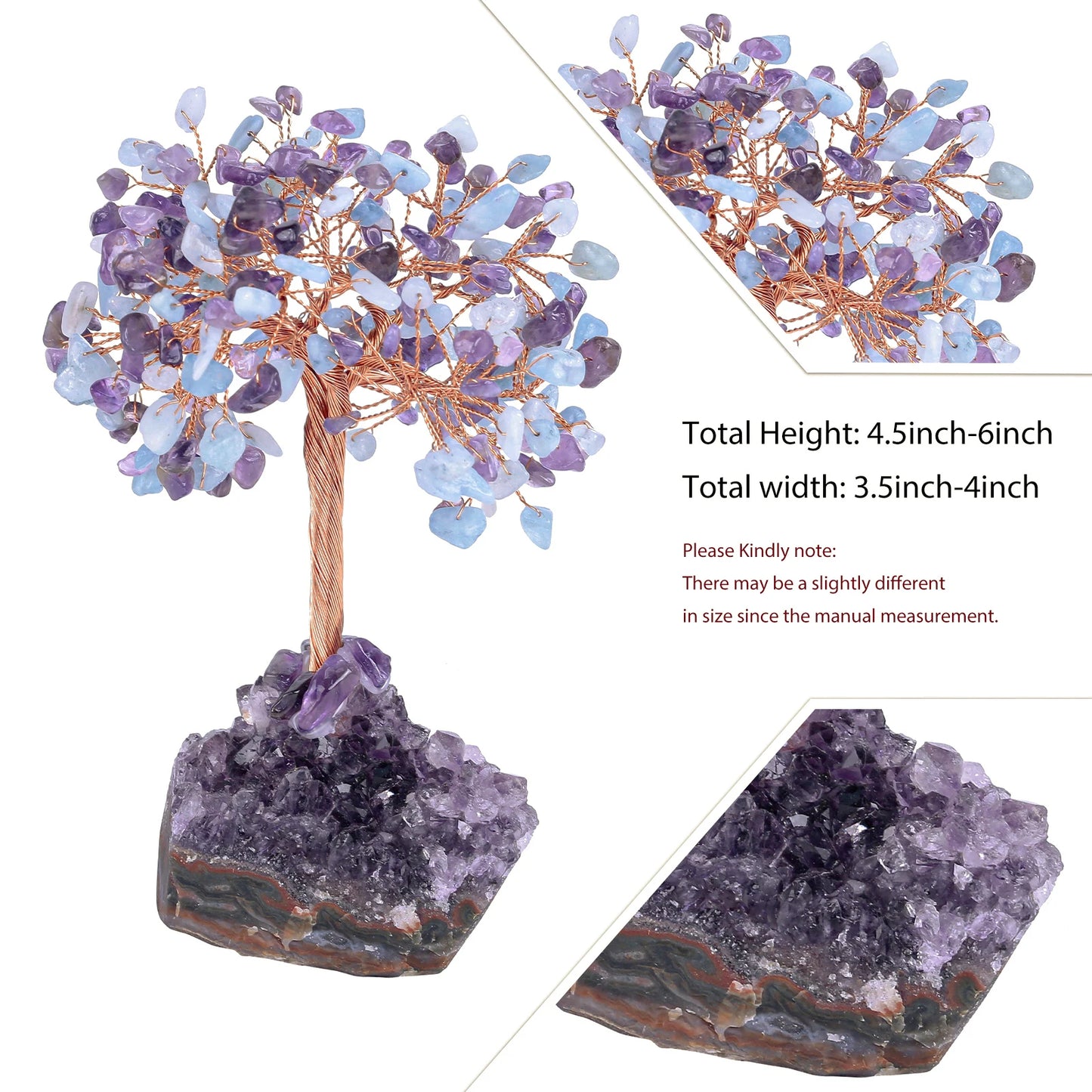 Natural Crystal Money Tree With Rough Amethyst Cluster Base For Luck Wealth Fengshui Home Decoration Desktop Ornaments
