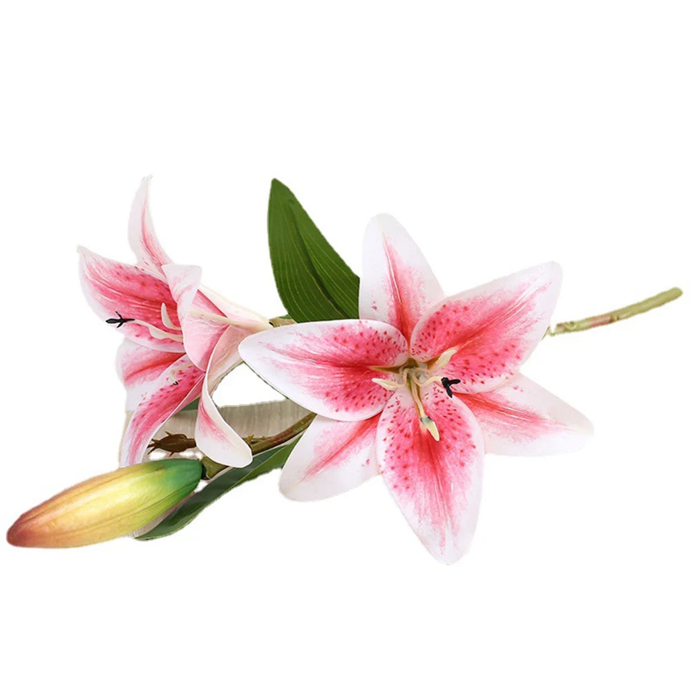 Artificial Flowers Real touch Lily branch real looking white fake Flowers flores for Wedding Garden Home Room Table Decoration