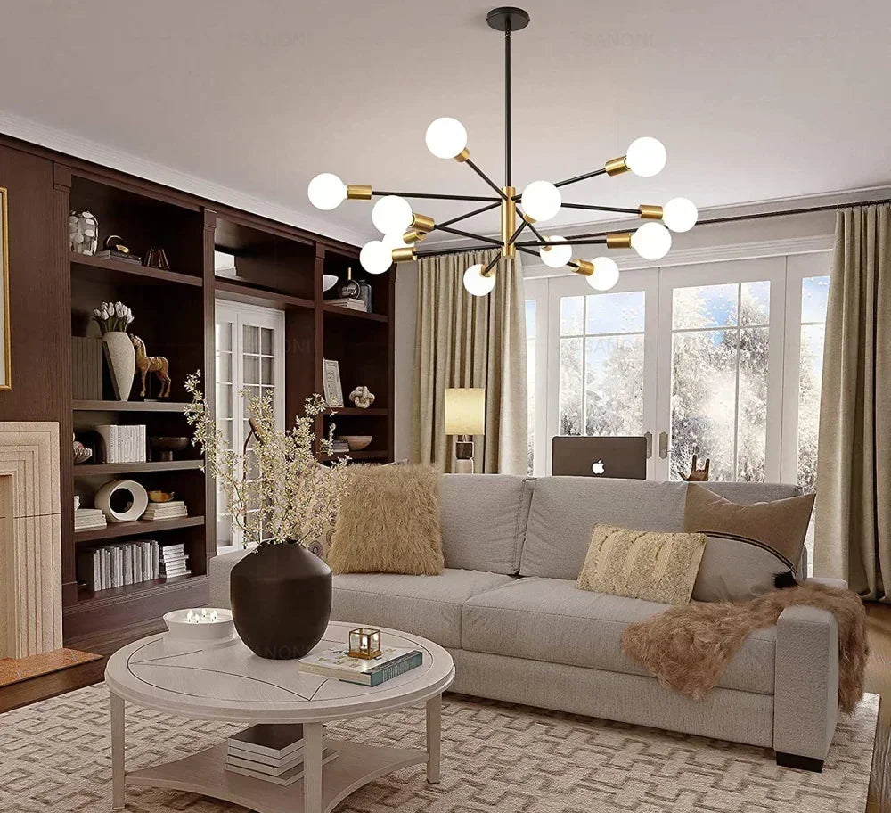 Postmodern Living Room Chandelier Dining Room Bedroom Light Luxury Nordic Lamps Simple Atmospheric Molecular Lamp Home Decor