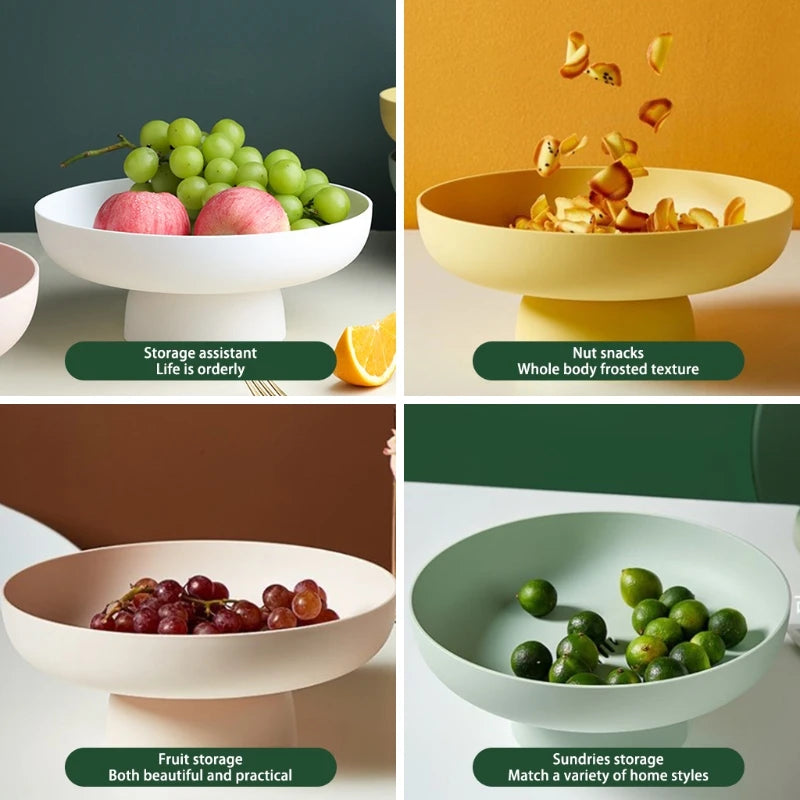 Fruit Vegetable Dish with Drainage Holes, Elegant Plastic Basket for Kitchen Counter/Table Centerpiece Decorative Storage Basket