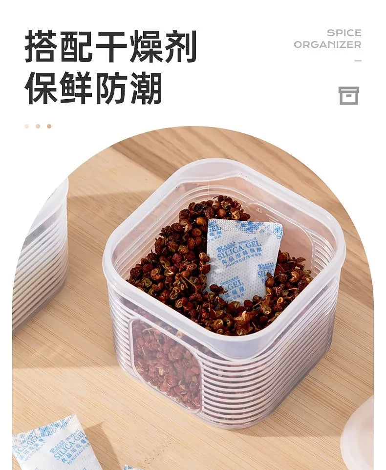 Food Storage Container 6 Grids Vegetable Fruit Fresh-keeping Box with Lid for Refrigerator Kitchen Spice Seasoning Storage Jar