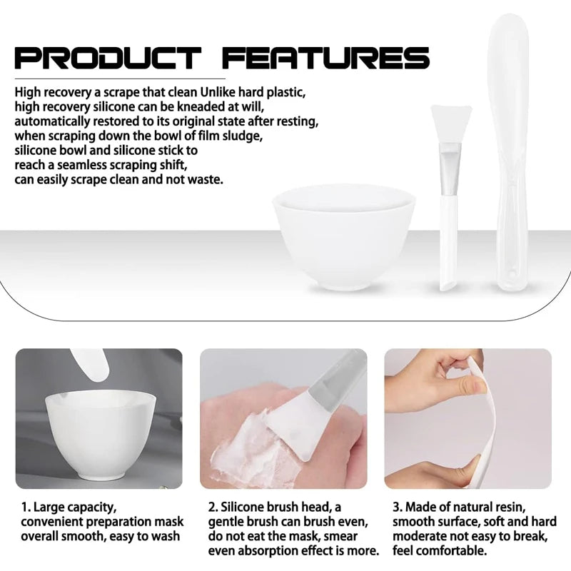 Face Skin Care Tool Set Silicone Facial Mask Brushes Beauty Salon Bowl Spoon Mask Mud Film Brush Skin Care DIY Beauty Tools