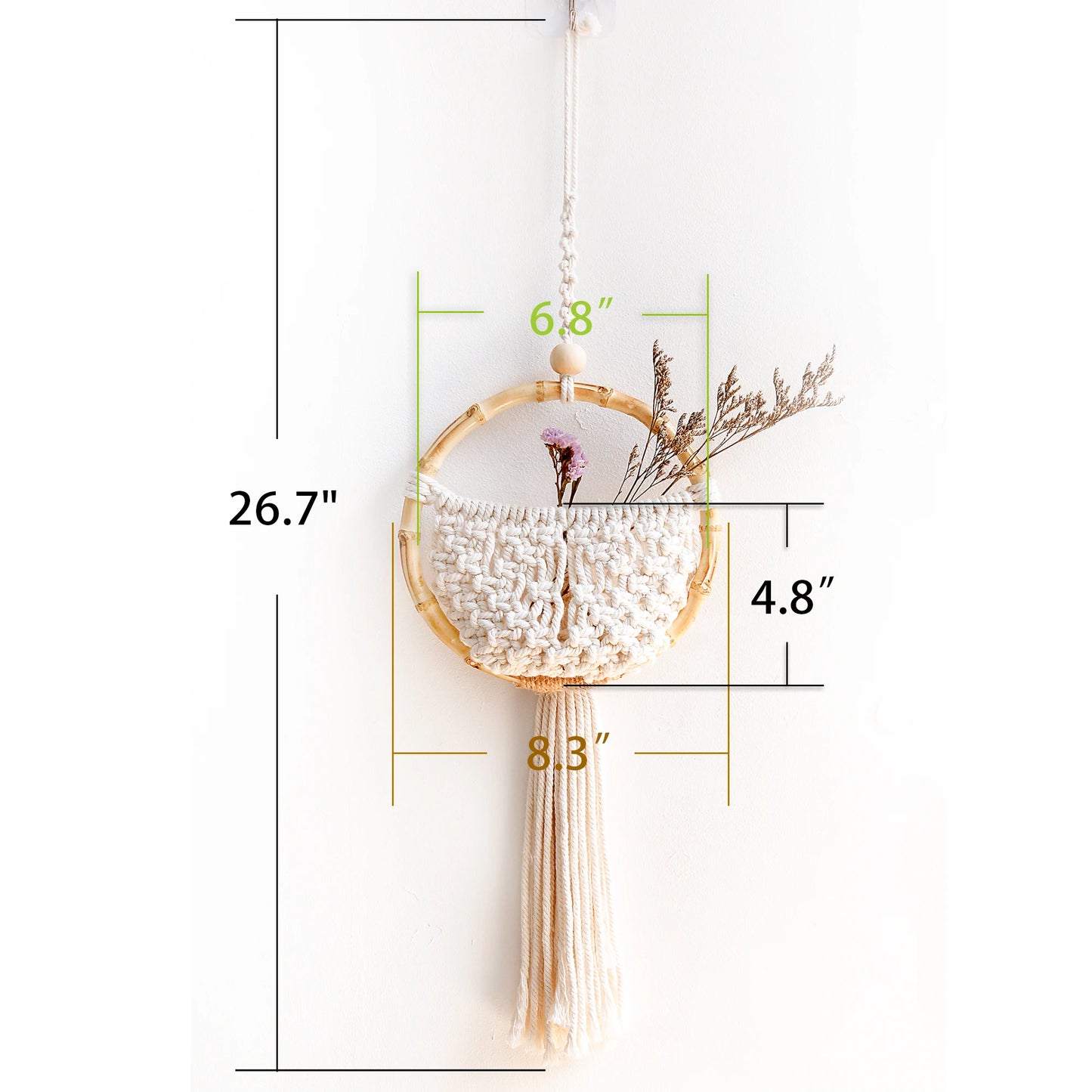 Macrame Wall Hanging Nordic Ins Door Wall Decoration Home Background Round Wall Tapestry Woven Flower Pot Dorm Room Decor