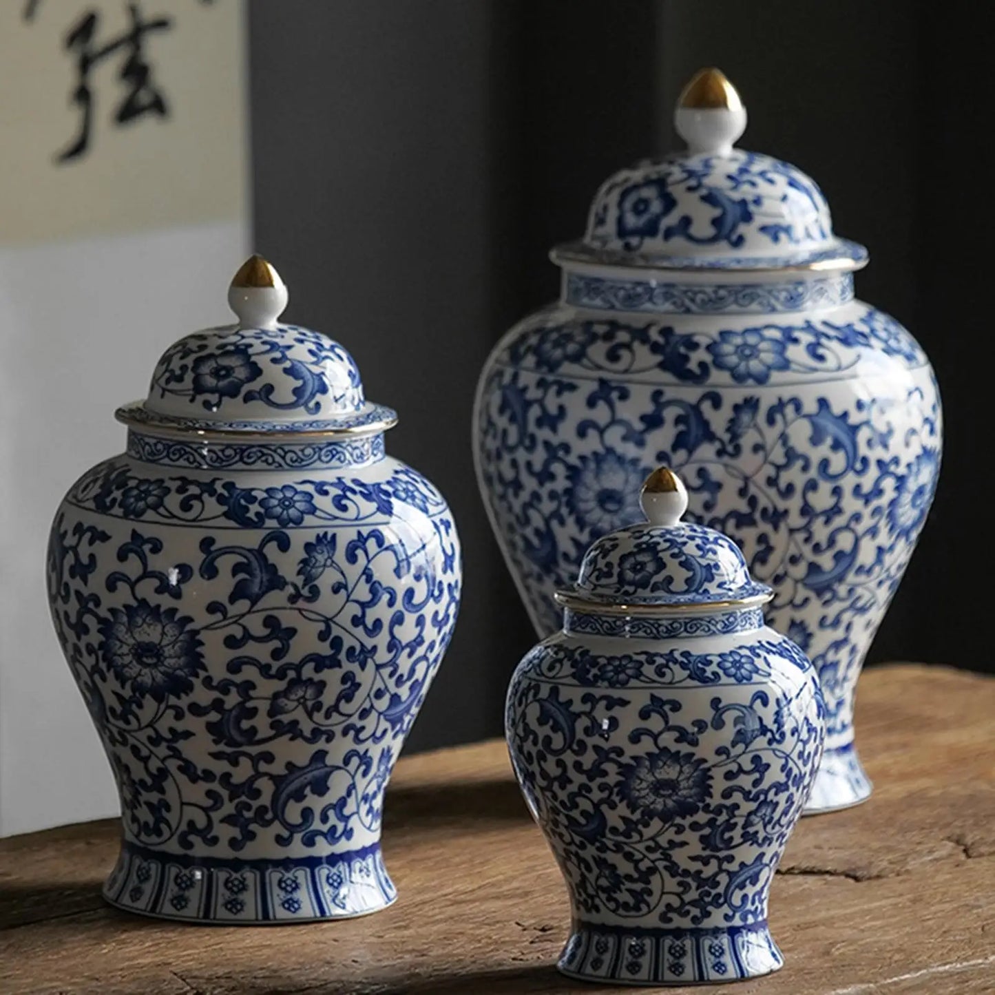 Ceramic Ginger Jar Art Decoration Floral Vase Store Your