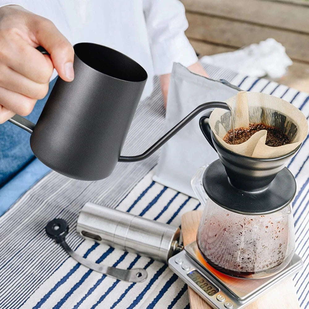Long Narrow Spout Coffee Pot 12 Oz Small Fine Stainless Pour Over Drip Coffee Pot 8.5 OZ Gooseneck Tea Kettle Black