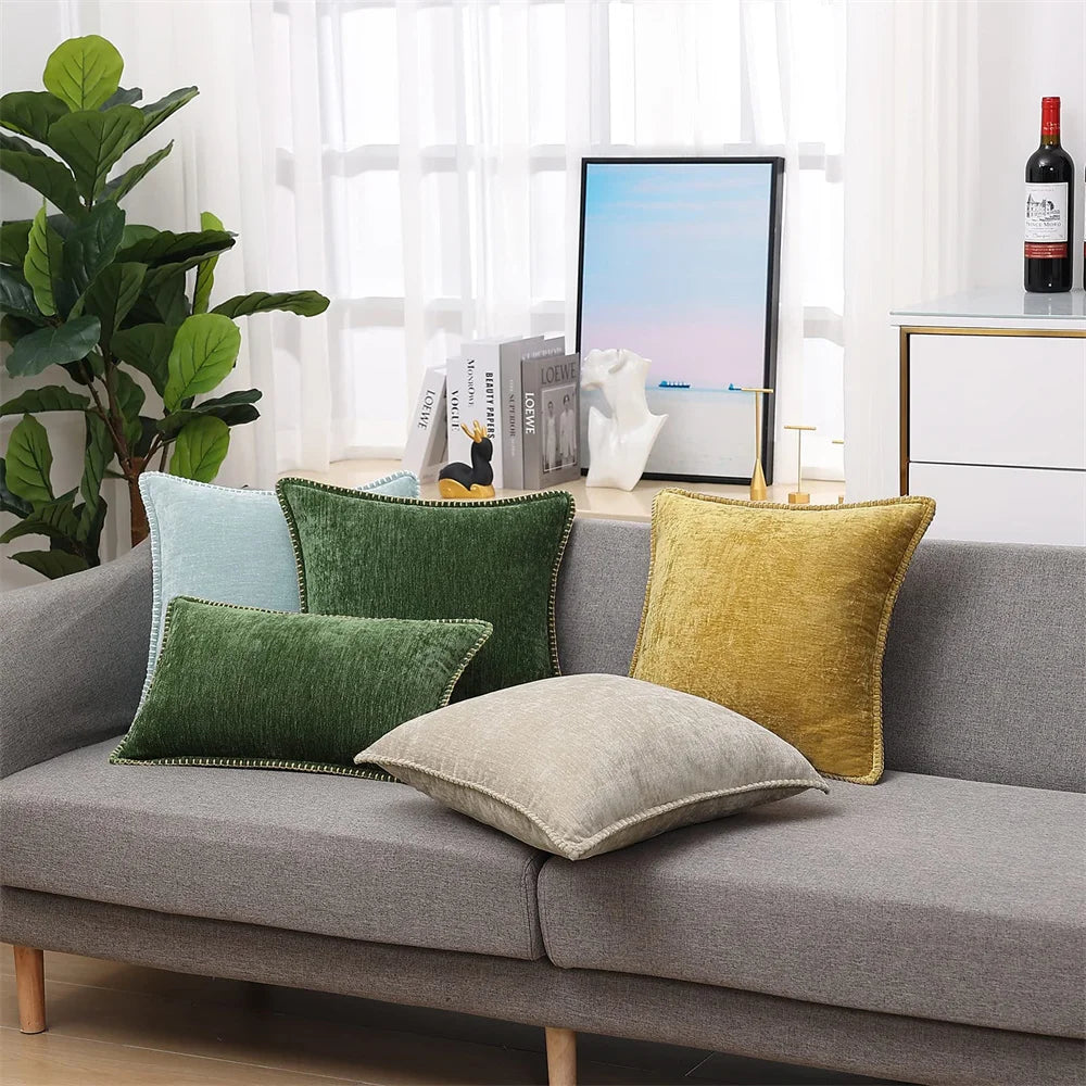 Homaxy Chenille Cushion Cover 50x50cm Velvet Decorati Throw Pillow Cover Soft Luxury Pillowcase For Sofa Decor Pillow Case 40x40