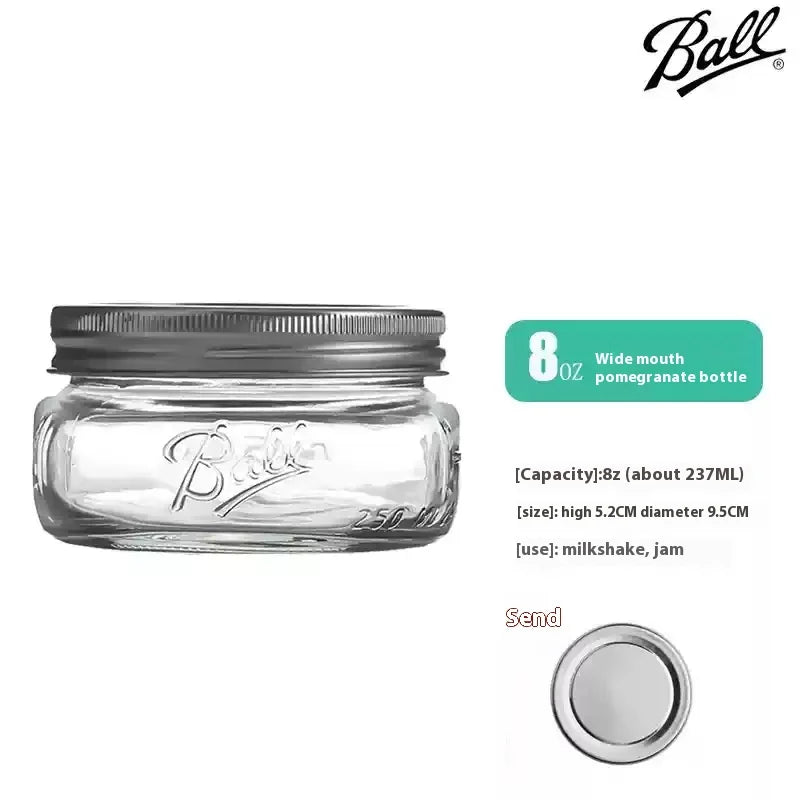 American Mason Jar Glass Transparent Oat-Sealed Beverage Cup Durable Kitchen Storage Container for Milk Shake & Juice