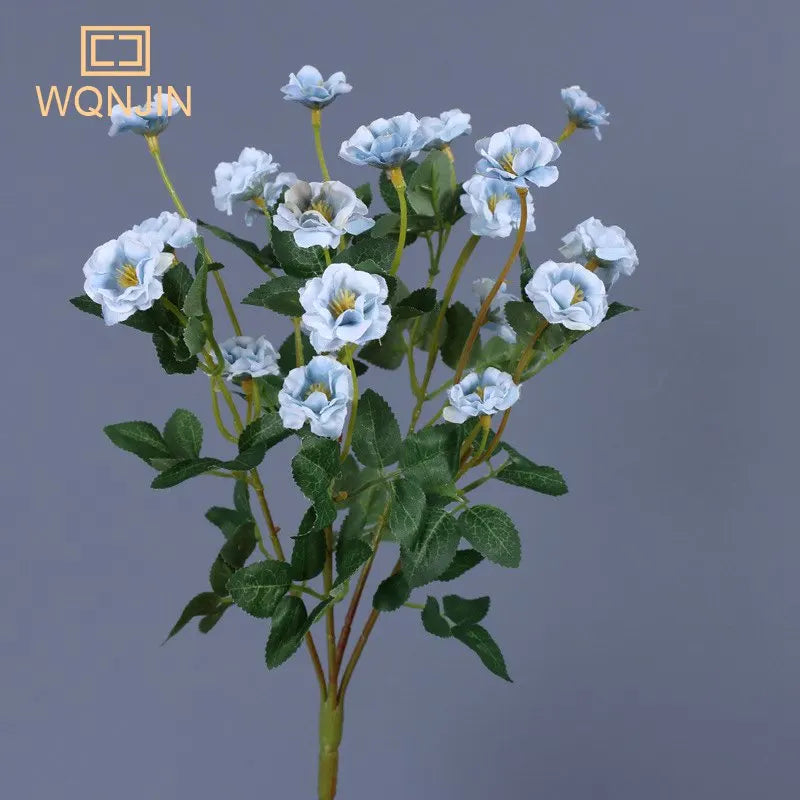 Small Roses Artificial Flower Wedding Garden Table Rose Bouquet Arrangement Home Party Fake Plant Simulation Decoration