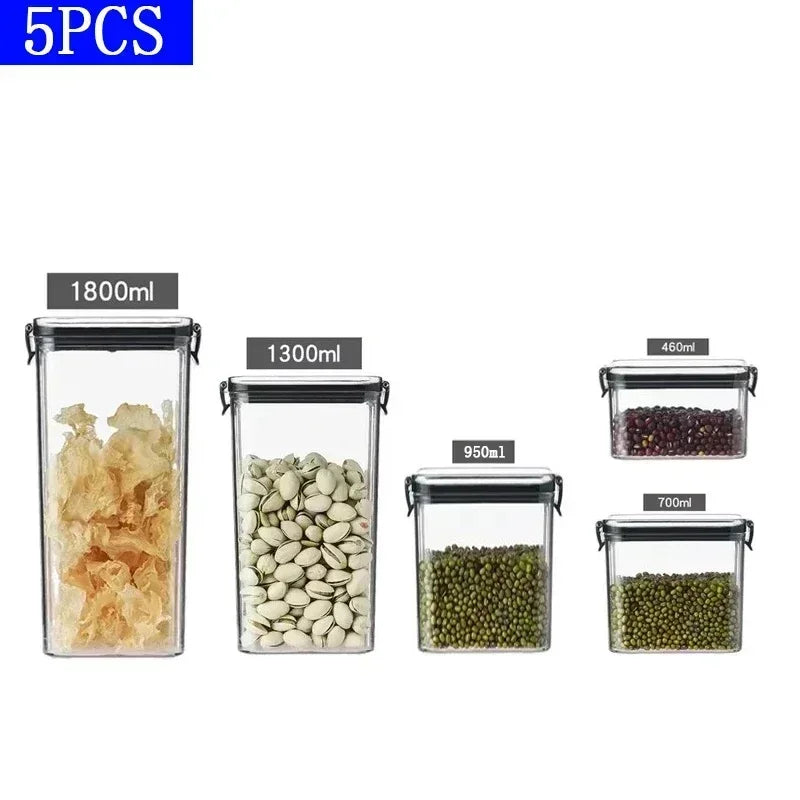 Kitchen Refrigerator Food Storage Container Multigrain Storage Tank Transparent Sealed Cans Noodle Box Bottle Canisters with Lid