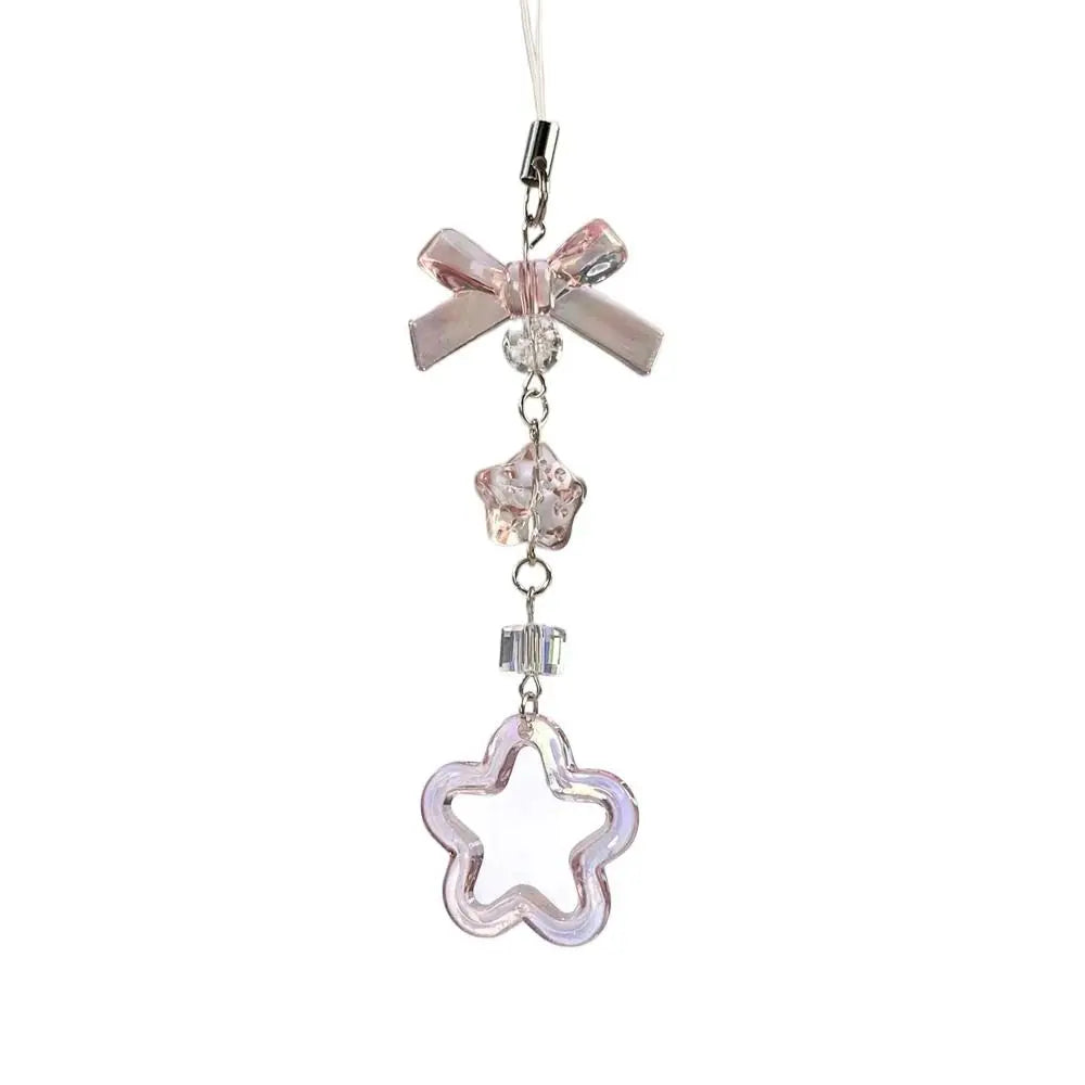 Cell Phone Rope Chain Anime Pendant Y2K Beaded Beads Chain Handmade Beads Strand Choker Pink Key Chain Phone Charm Key Chain