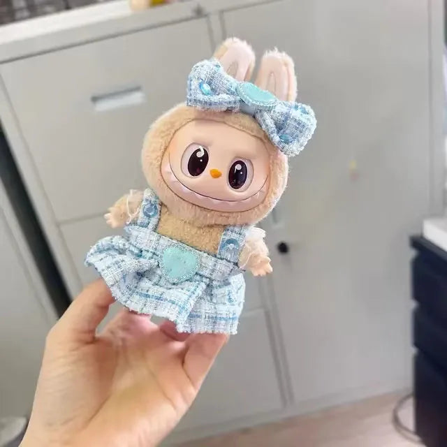 17CM Cute Labubu Doll Clothes Outfit Accessories Classic Dress Set for V2 Mini Dolls Clothing Girl Kid Gift Labubu Ropa