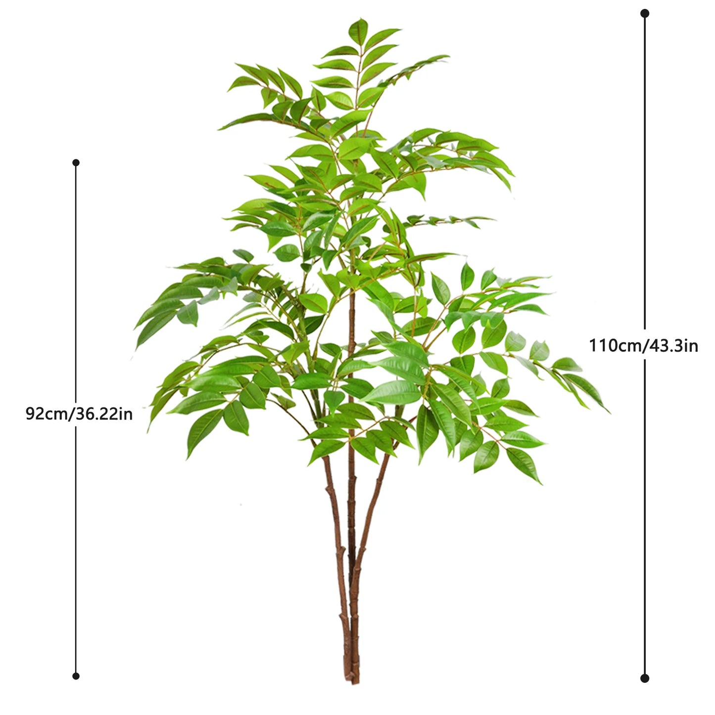 76-140(49.2in)Artificial Ficus Tree Branch Fake Lacquer Tree Plastic Banyan Plants Green Tall Palm Leaves For Home Garden Decor