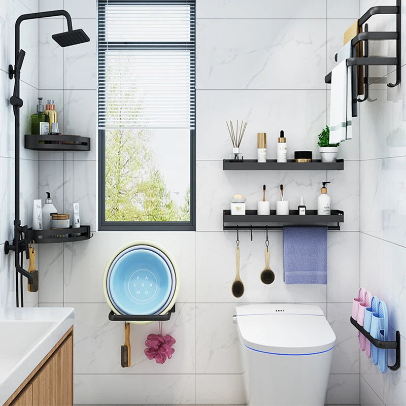 Bathroom Towel Rack 3 Layers No Drill Towel Holder Shower Rack Aluminum alloy Storage Shelf Bathroom Accessories