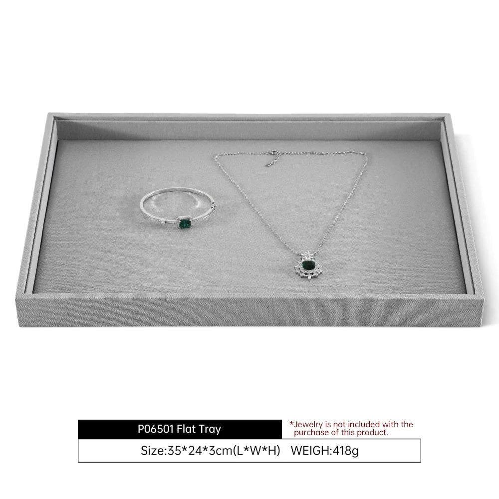 YinBeiNi Linen Stackable Ring Earring Bracelet Necklace Display Tray Jewelry Storage Drawer Insert Organizer Holder Tray P062