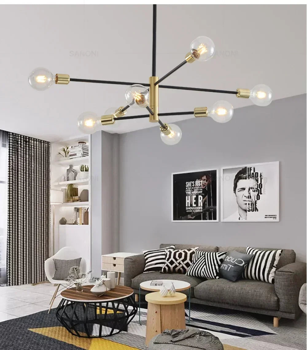 Postmodern Living Room Chandelier Dining Room Bedroom Light Luxury Nordic Lamps Simple Atmospheric Molecular Lamp Home Decor