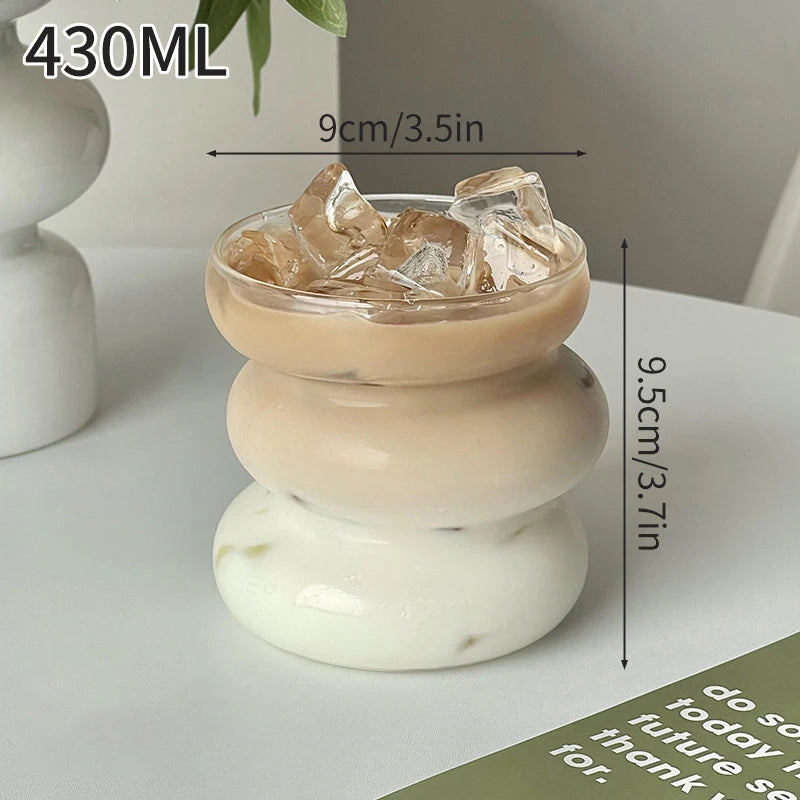 Aesthetic Glass Cup Iced Coffee Mug Drinking Glass Juice Water Bottle Bar Cocktail Glasses Cups Kitchen Drinkware Supplies
