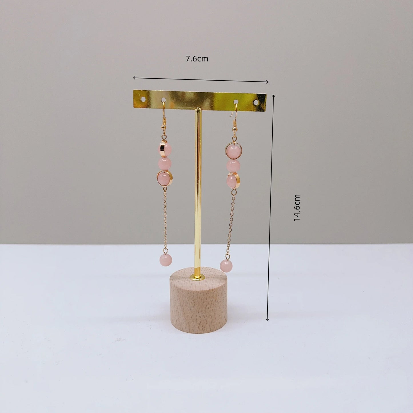 T Bar Earring Display Stand With Wooden Base Jewelry Holders Hanging Jewelry Organizer For Photography Props Iron jewelry rack