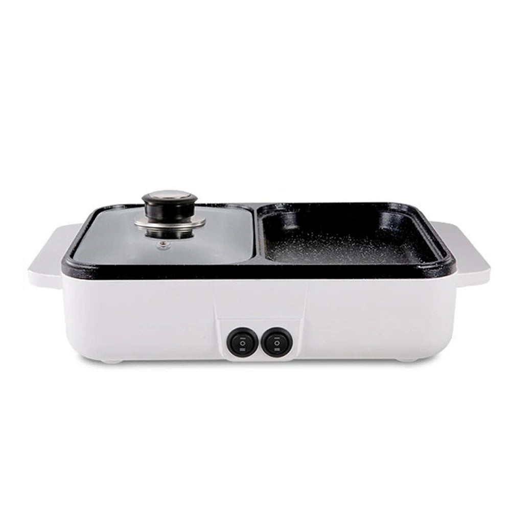 110V/220V 2 IN 1 Electric Hot Pot Cooker BBQ Grill Multicooker Electric Non Stick Plate Barbecue Pan Kitchen Cooking Pot 1200W