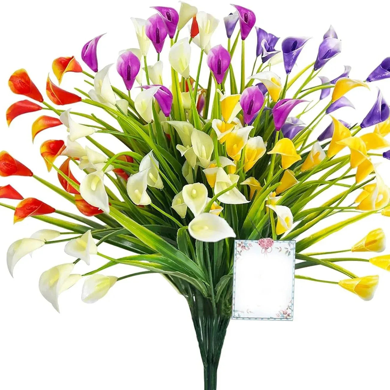 1 Bundles Calla Lily Artificial Flowers for Outdoors Fake Plants Faux Plastic Fake Flower for Indoor Planter Home Cemetery Decor