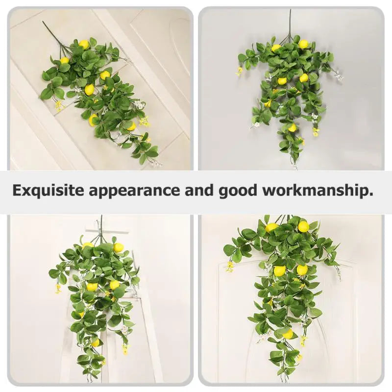 Artificial Lemon Branch Fake Lemon Leaves Yellow Green Fake Lemon Bouquet Hanging Lemon Branch For Wedding Party Decoration