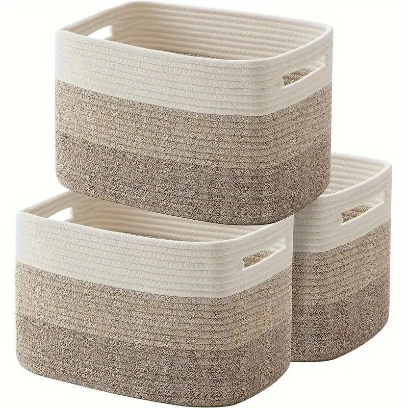 1 Bohemian style cotton rope woven storage basket, large capacity toy, home decoration, Christmas and New Year gift organizer