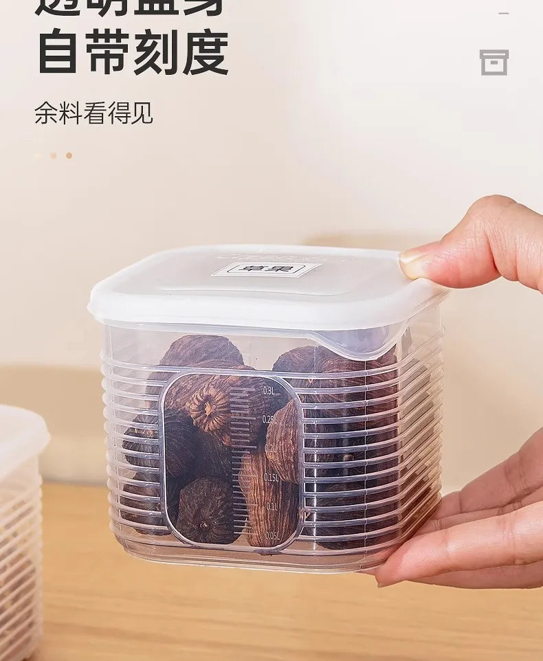 Food Storage Container 6 Grids Vegetable Fruit Fresh-keeping Box with Lid for Refrigerator Kitchen Spice Seasoning Storage Jar