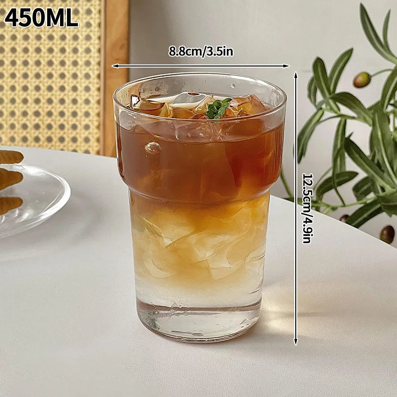 Aesthetic Glass Cup Iced Coffee Mug Drinking Glass Juice Water Bottle Bar Cocktail Glasses Cups Kitchen Drinkware Supplies
