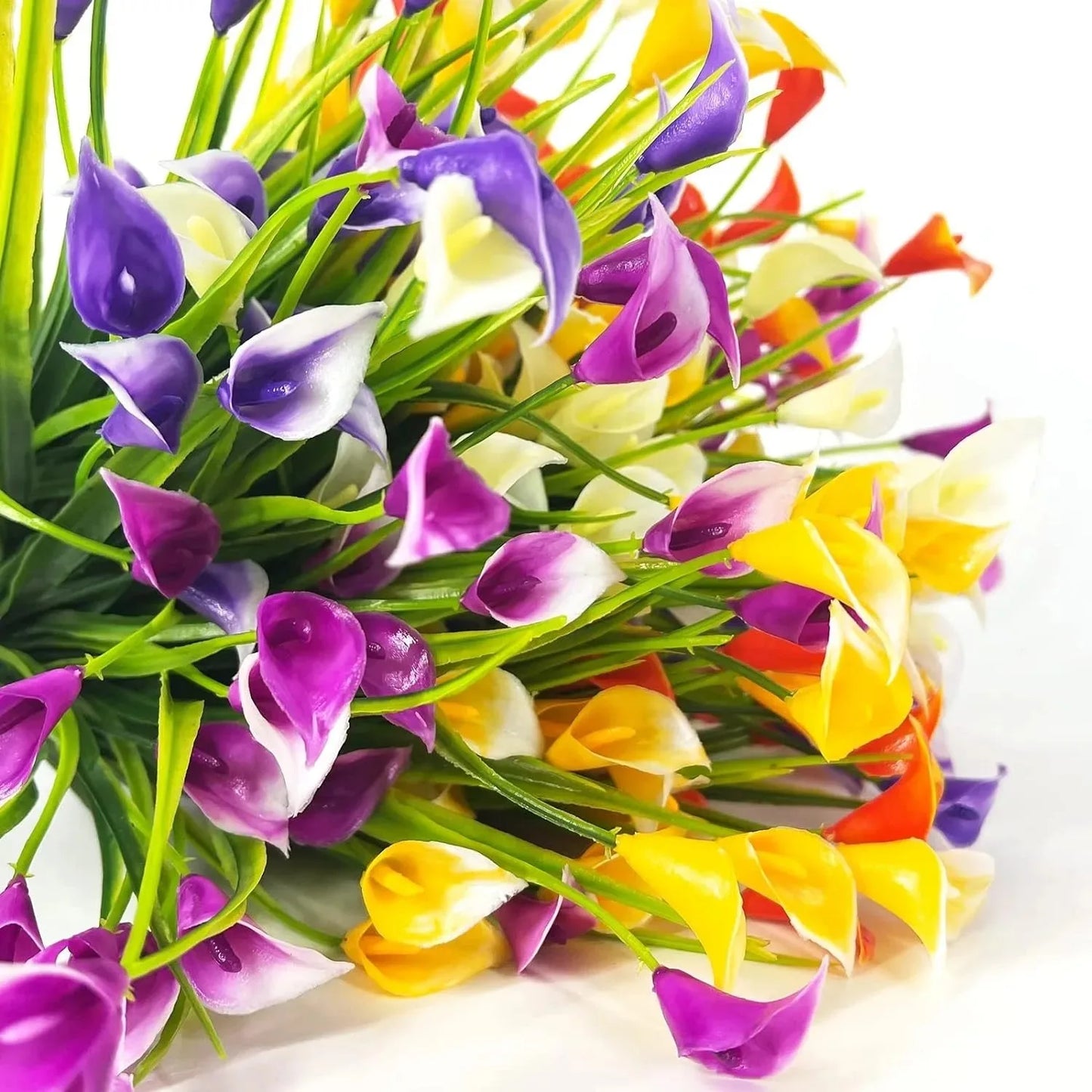1 Bundles Calla Lily Artificial Flowers for Outdoors Fake Plants Faux Plastic Fake Flower for Indoor Planter Home Cemetery Decor
