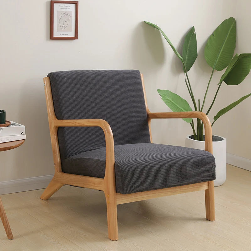 Armchair Slipcover Elastic Modern Chair Cover Zipper Stretch Wood Arm Chair Cover Protector Removable Seat Cover Home Decor