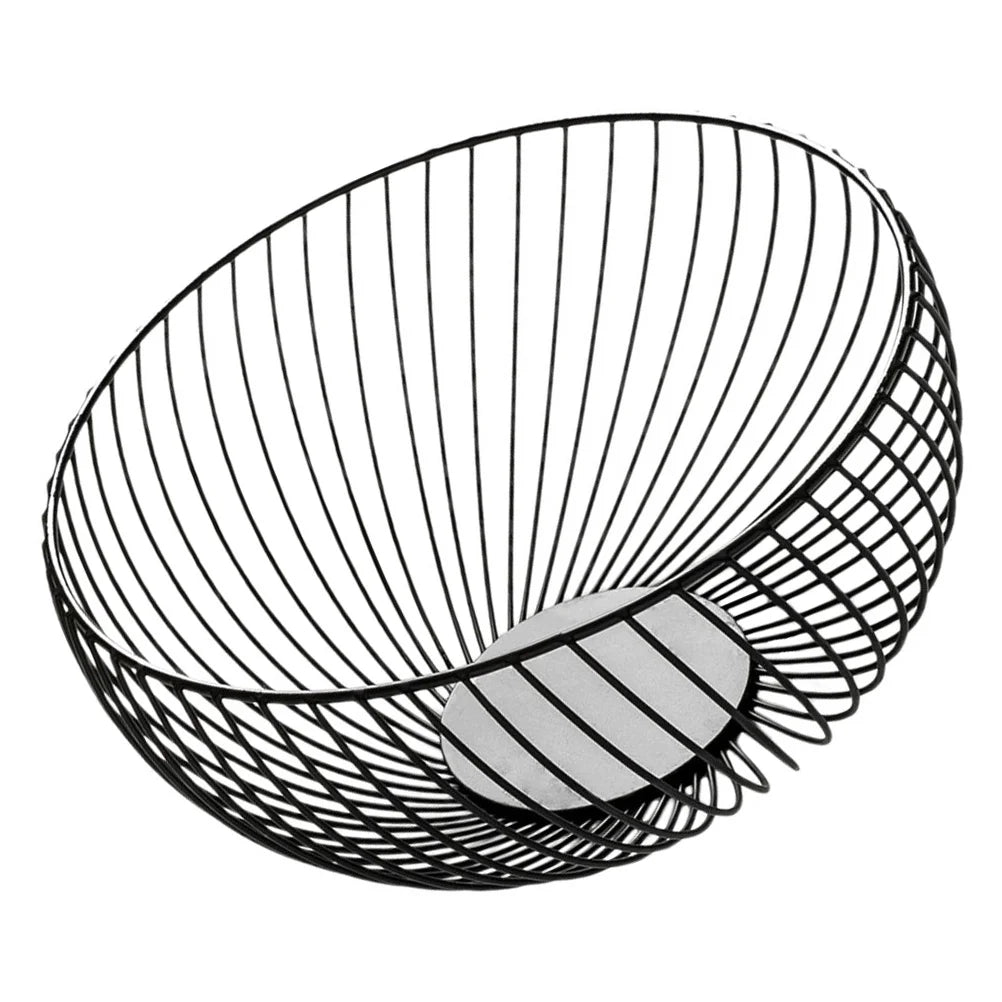 Large Capacity Metal Storage Bowl Iron Fruit Basket Egg Container Vegetable Tray Round Storage Basket Home Storage ganization