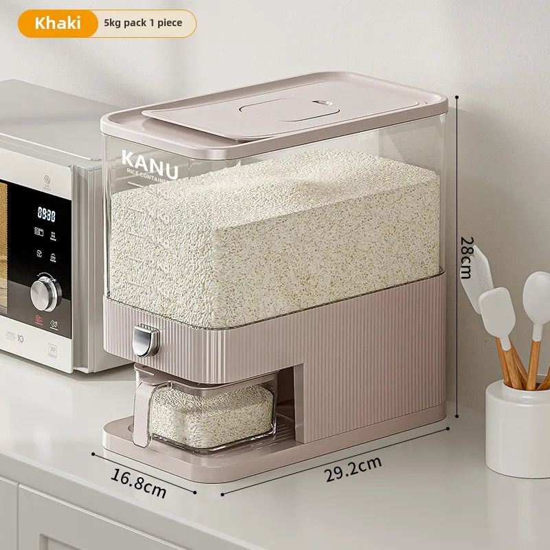 High end pressed rice bucket, insect proof, moisture-proof, sealed, household food grade rice box, flour storage rice jar