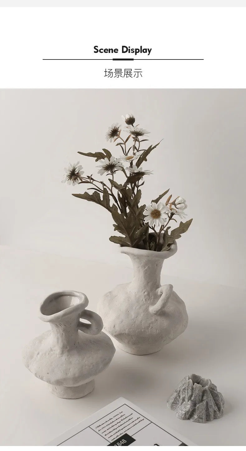 Hydroponics Nordic Style Simple Flower Pot, Ceramic White Vases, Table Accessories, Bathroom Aesthetic Room Decoration