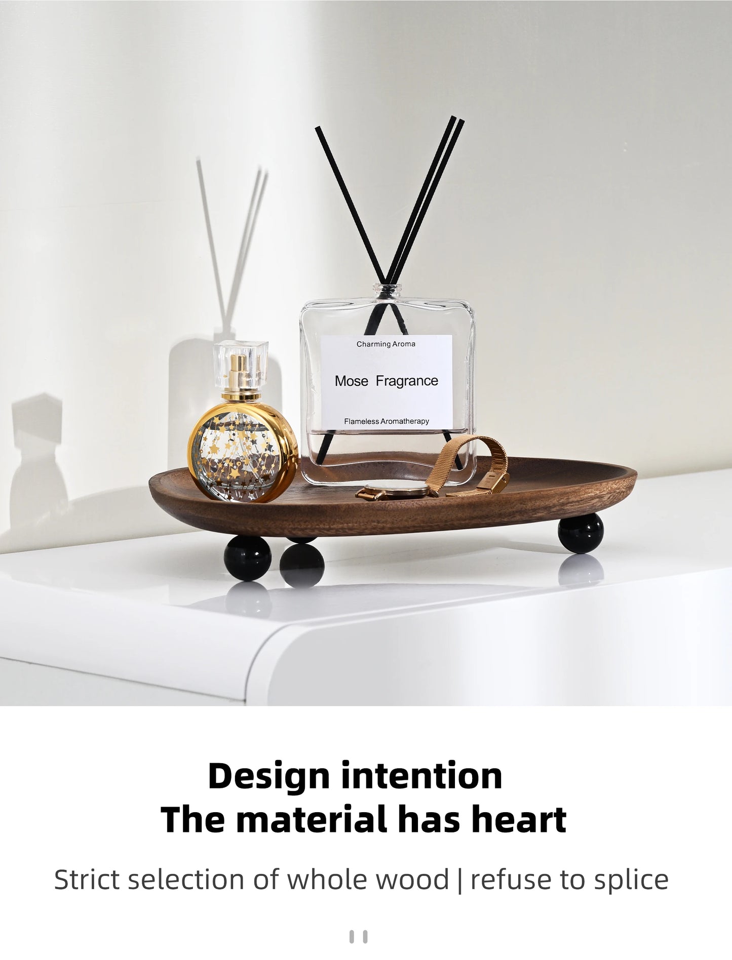 1Pc Wooden Tray, Walnut Color Entrance Key Tray, Jewelry Cosmetics Perfume Aromatherapy Tray