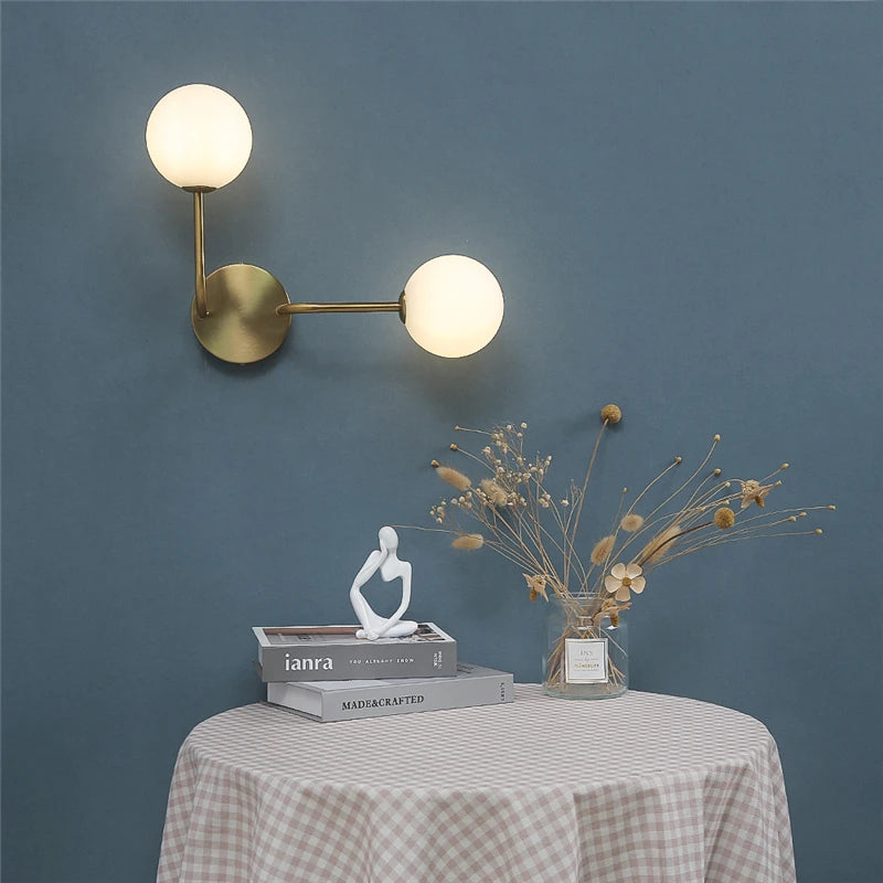 Creative Glass Ball Wall Lamps Modern Bedroom Bedside Lamp Living Room Background Wall Lights Home Decoration Lighting Fixtures