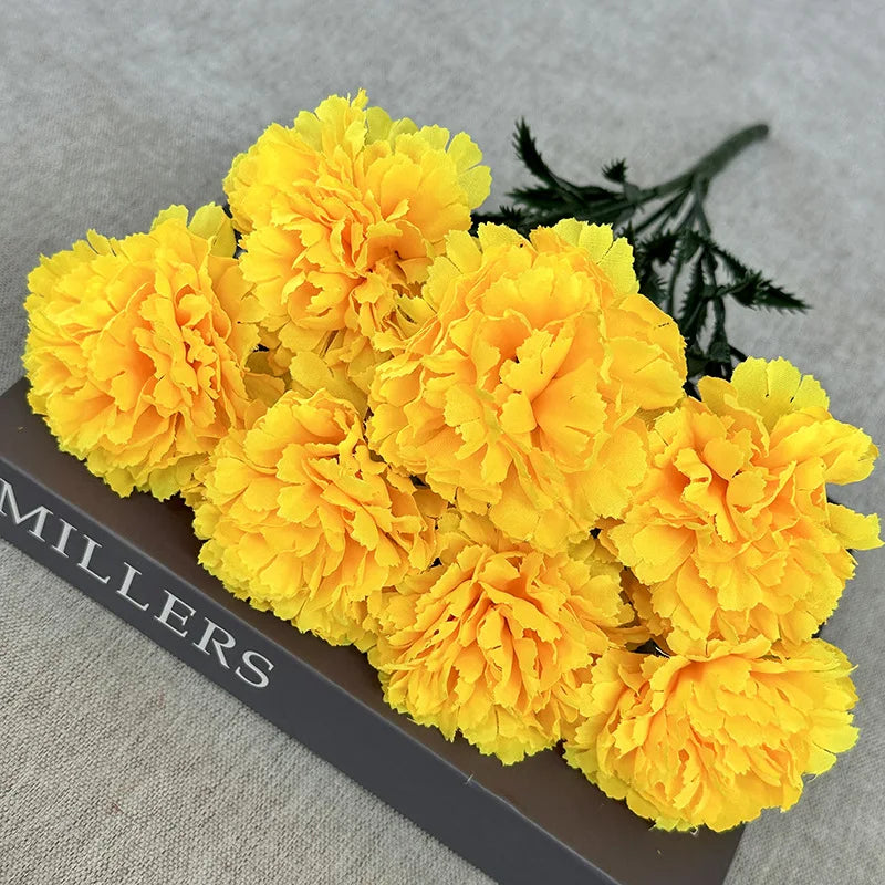 Artificial Chrysanthemums Fall Flowers Silk Orange Marigold Flowers Fake Mums Flowers for Wedding Autumn Day of The Dead