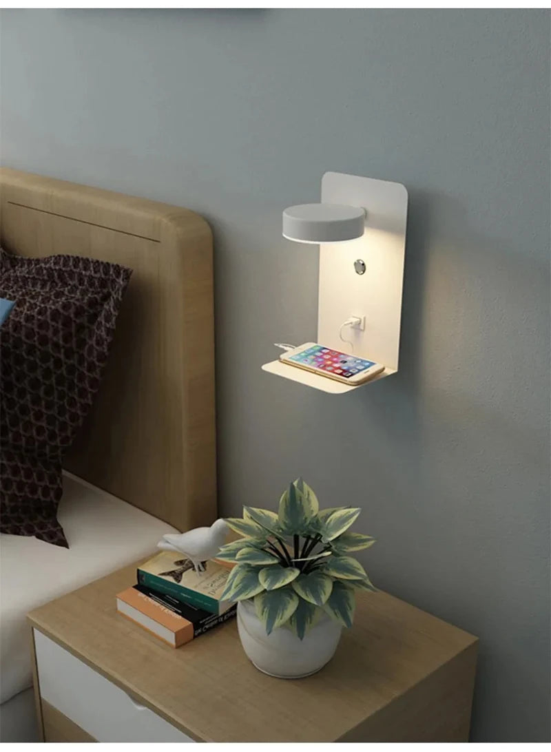 Bedroom Led Wall Lamps with USB Charge Wall Light Indoor Lamp for Living Room Decor Wall Panels with Switch Aisle Modern Sconce