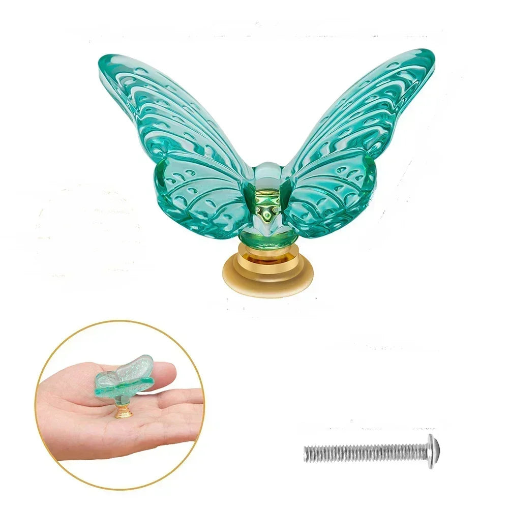 1pcs Butterfly Dresser Pulls Clear Drawer Knobs Cabinet Knobs Bathroom Door Knobs Cabinet Handle Knobs For Dresser Accessories