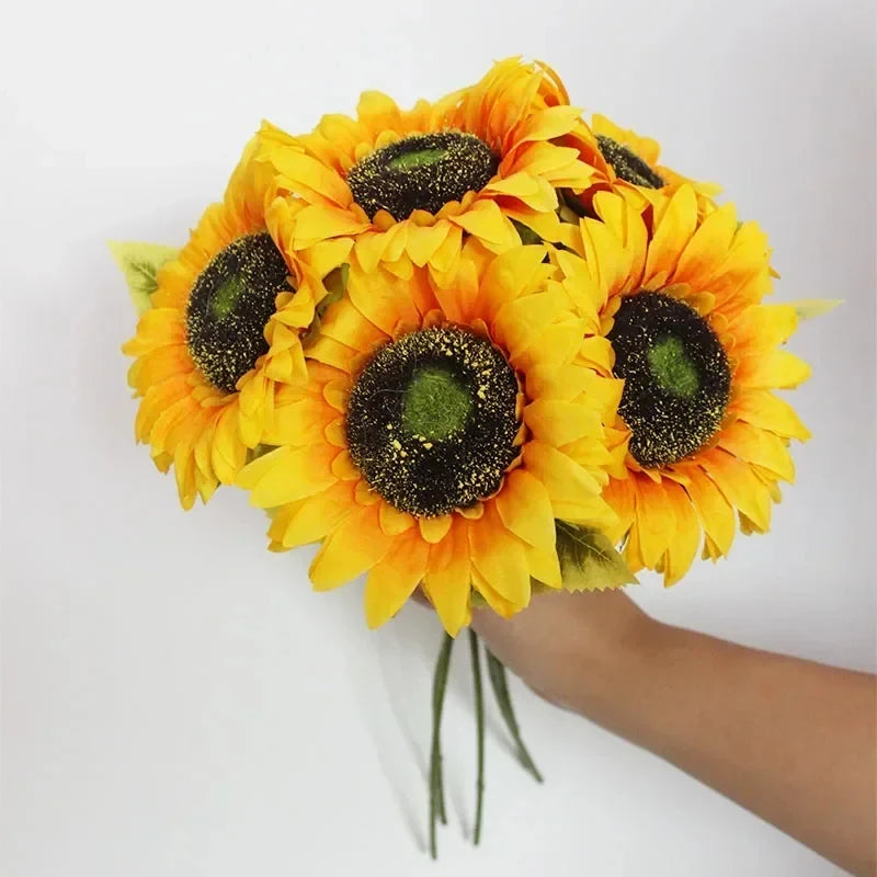 Artificial Sunflowers 18'' Long Fake Sunflowers Faux Silk Flower for Home Office Shop Fall Decorations