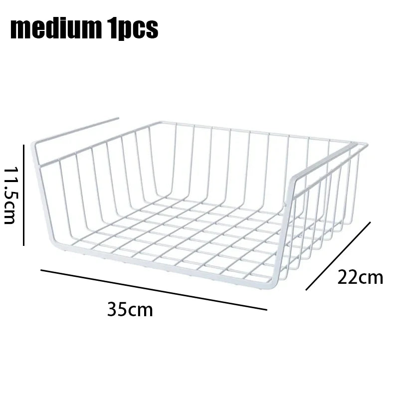 1-2Pcs Multipurpose Hanging Basket Organizer Metal Hanging Basket Bedside Wardrobe Storage Basket for Kitchen Cabinets and Desks