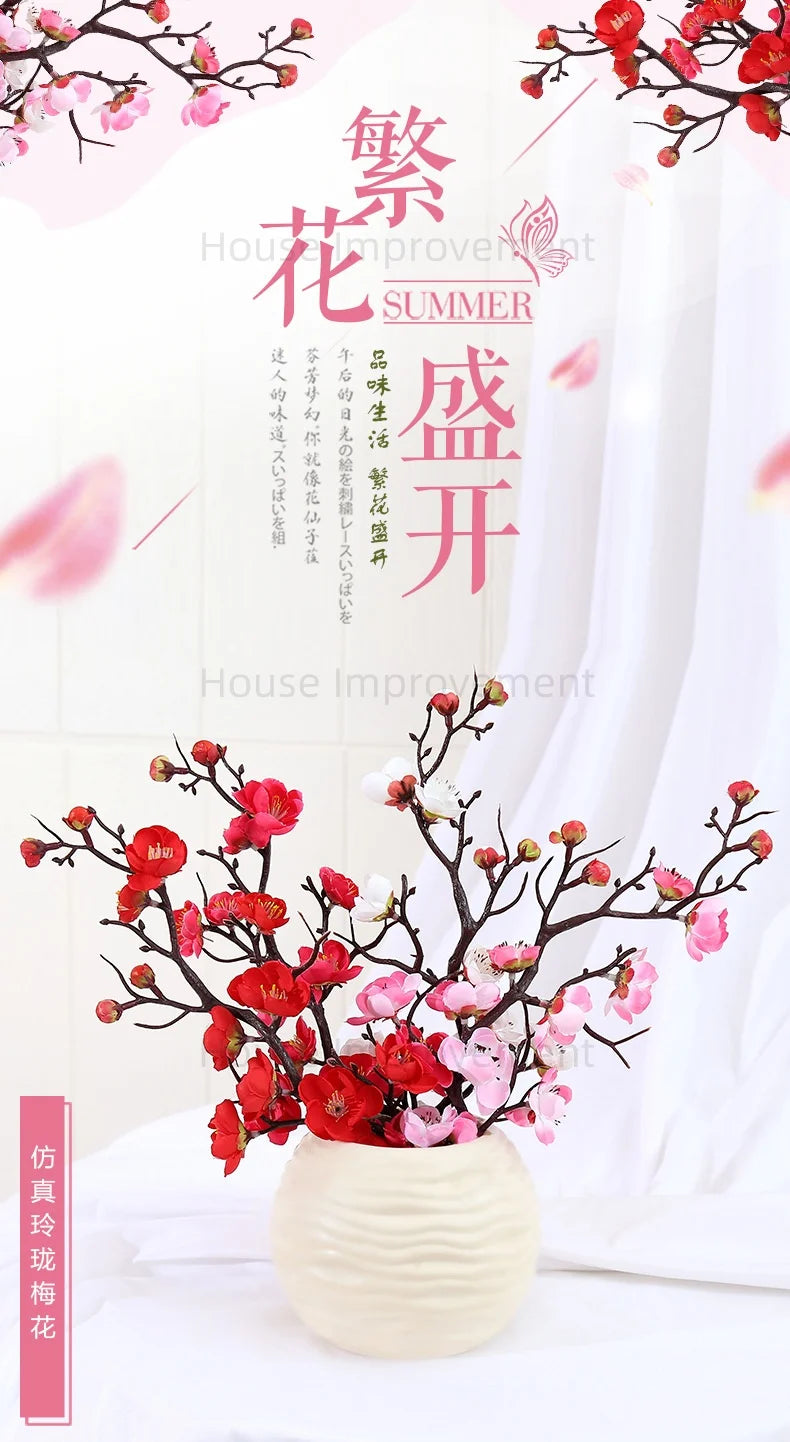Artificial Plants Bonsai - No Pot Blossoms Artificial Plant Small Tree Fake Flowers Table Ornaments Home Decoration Hotel Garden