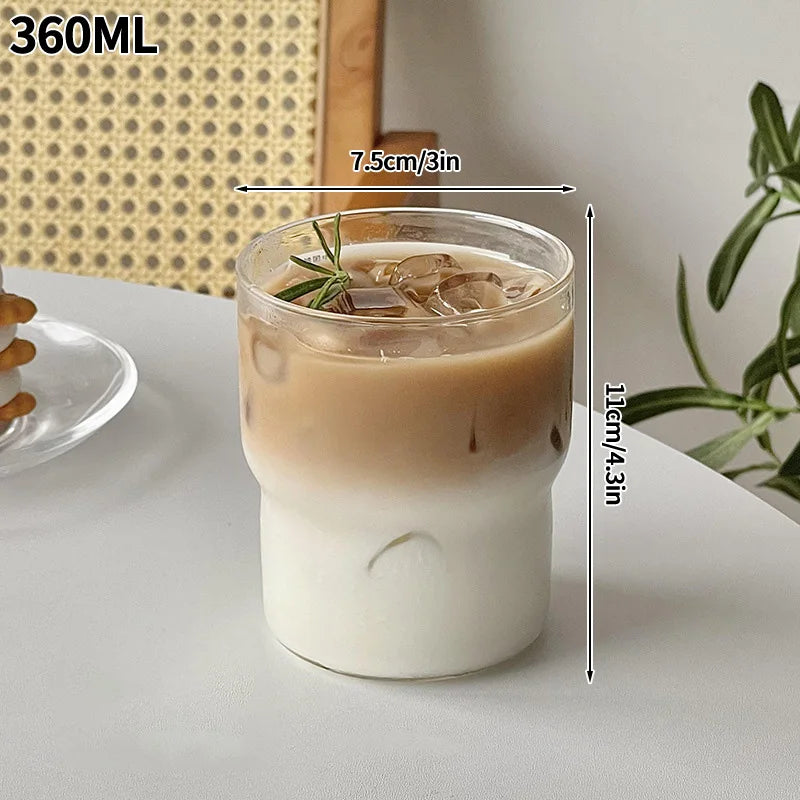 Aesthetic Glass Cup Iced Coffee Mug Drinking Glass Juice Water Bottle Bar Cocktail Glasses Cups Kitchen Drinkware Supplies