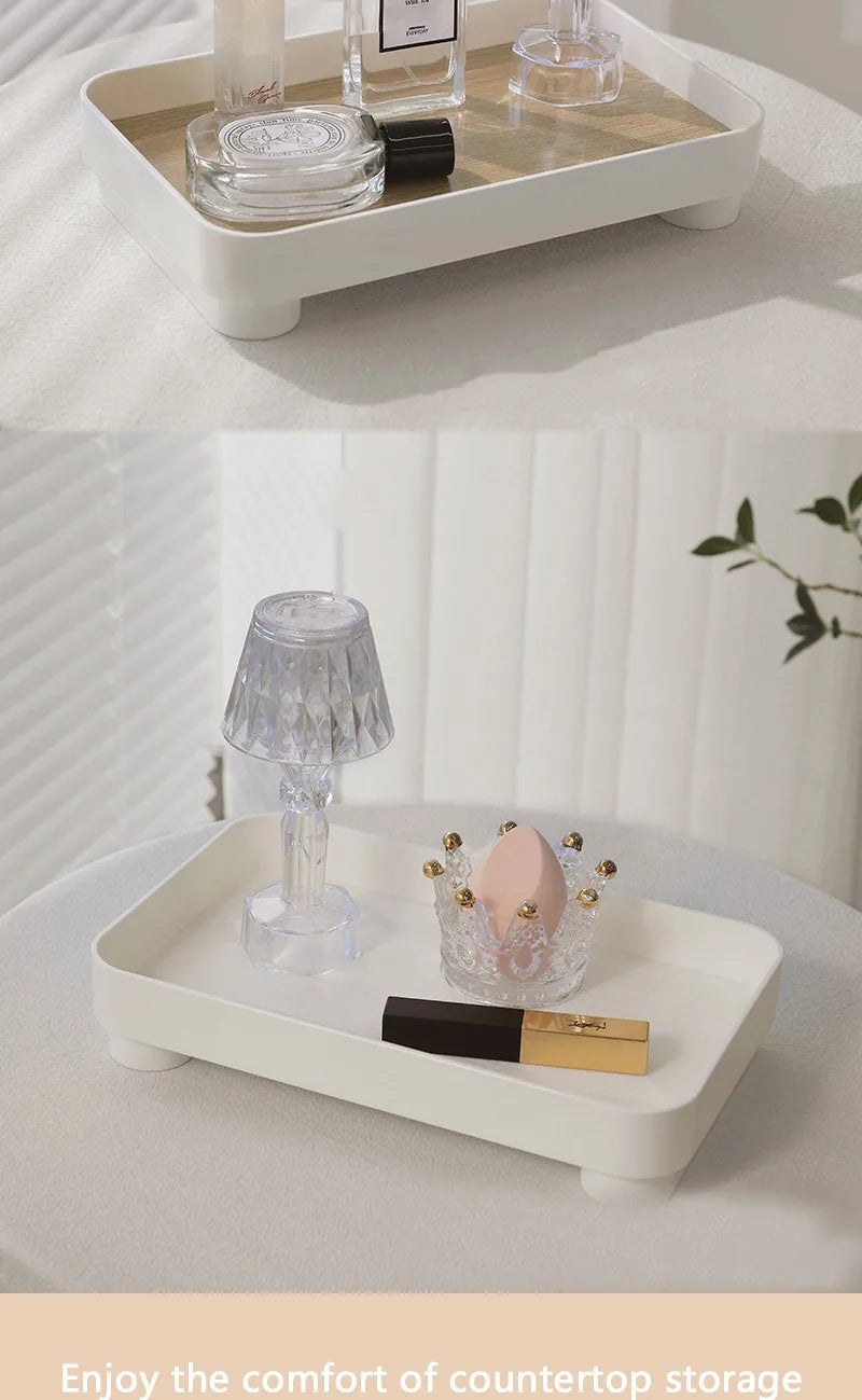 Wooden Desktop Storage Tray Perfume Aromatherapy Dressing Table Cosmetics Storage Box Multi-Function Porch Clutter Key Storage