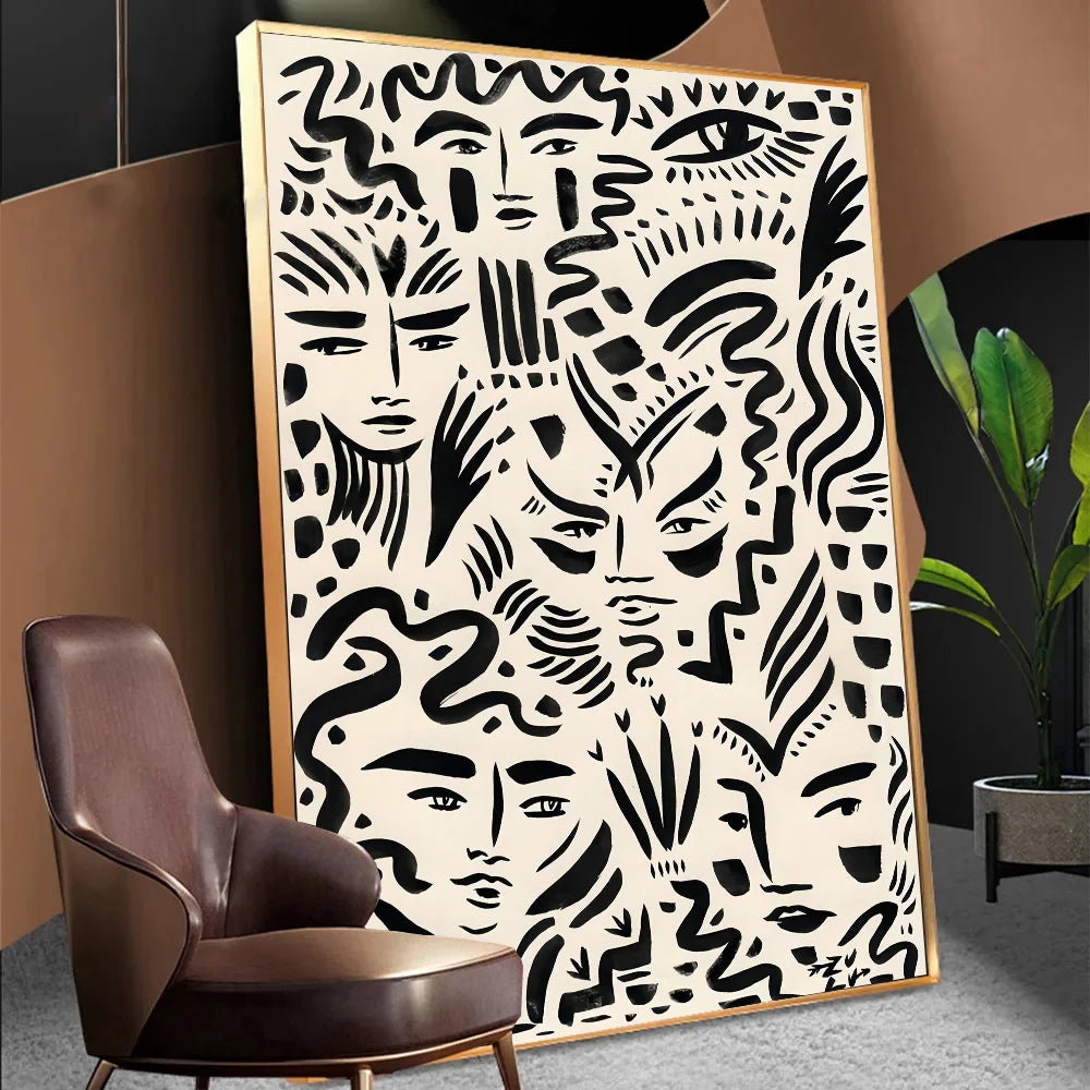 Abstract Minimalist Abstract of Female Body Lines Anime Posters Sticky Decoracion Painting Wall Art White Kraft Paper Wall Decor