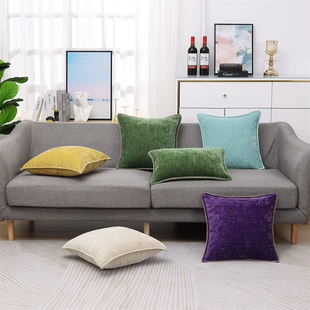 Homaxy Chenille Cushion Cover 50x50cm Velvet Decorati Throw Pillow Cover Soft Luxury Pillowcase For Sofa Decor Pillow Case 40x40