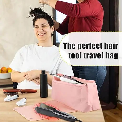Hair Tools Travel Bag and Heat Resistant Mat Hair Dryer Carrying Case Waterproof Storage Case Portable Multipurpose Organizer