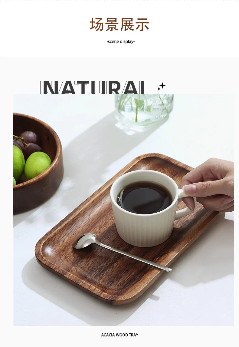 Wooden Tray Acacia Wood Rectangular Solid Wood Dinner Plate Kitchen Accessories Coffee Dessert Tea Storage Tray