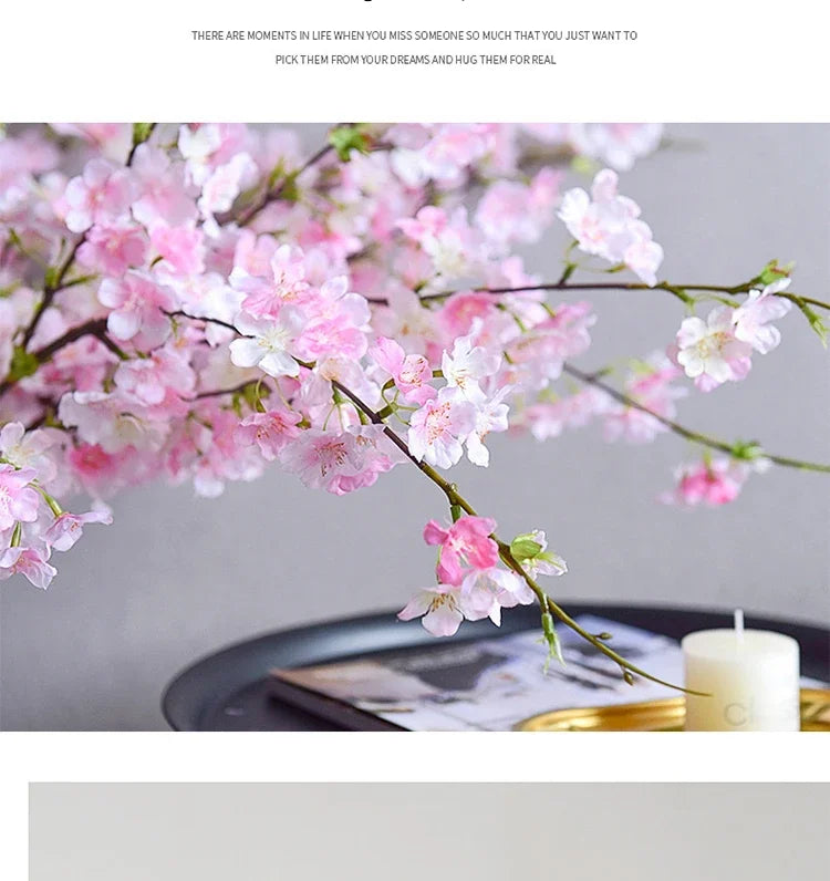Artificial Cherry Blossom Branches, Silk, Pink, White, Fake Plant, Living Room, Home, Wedding Arch, DIY Decorative Floral, 109cm
